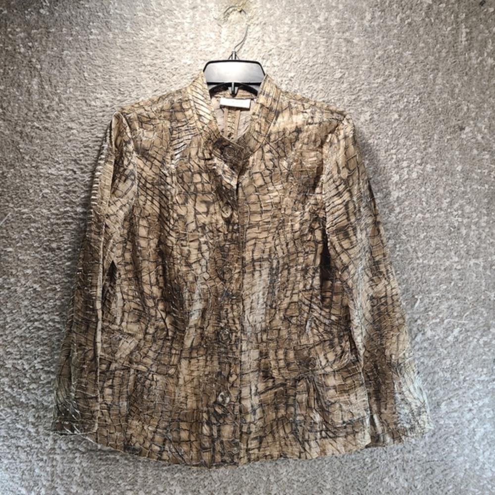 Chico's 1, M Lightweight Snake Print Lightweight Jacket Button Up Long Sleeve